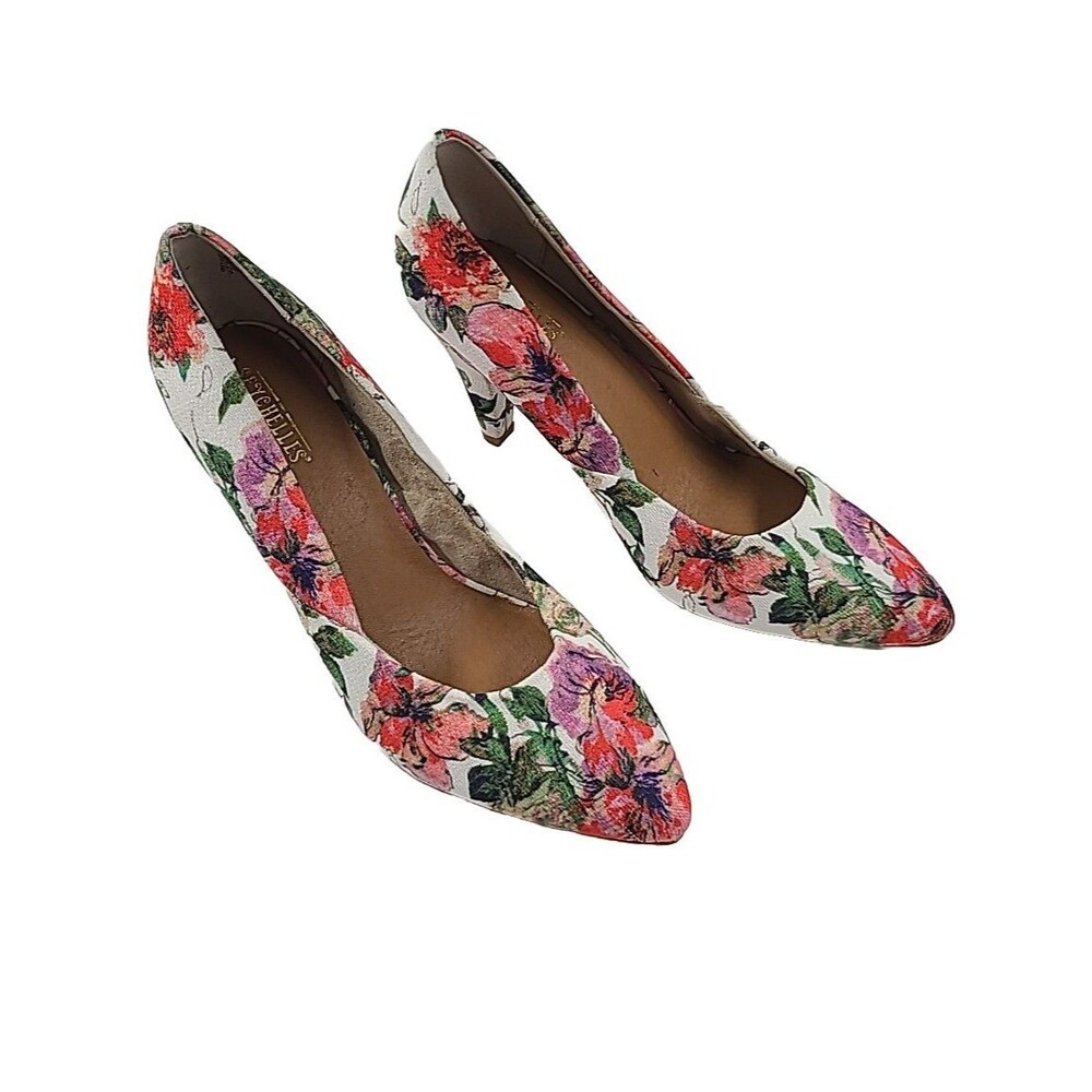 Seychelles Floral Pumps Heels Size 6.5 Shoes EUC White W Purple Red Flowers